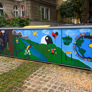 'FUNARTE macht Schule' Abschlussfest des Projektes der Katholischen Jungschar/Dreikönigsaktion mit der Stelzhammerschule / NMS 3 Linz. Schülerinnen und Schüler gestalteten ausgehend vom ProjektpartnerInnenbesuch von FUNARTE aus Nicaragua im Rahmen de
