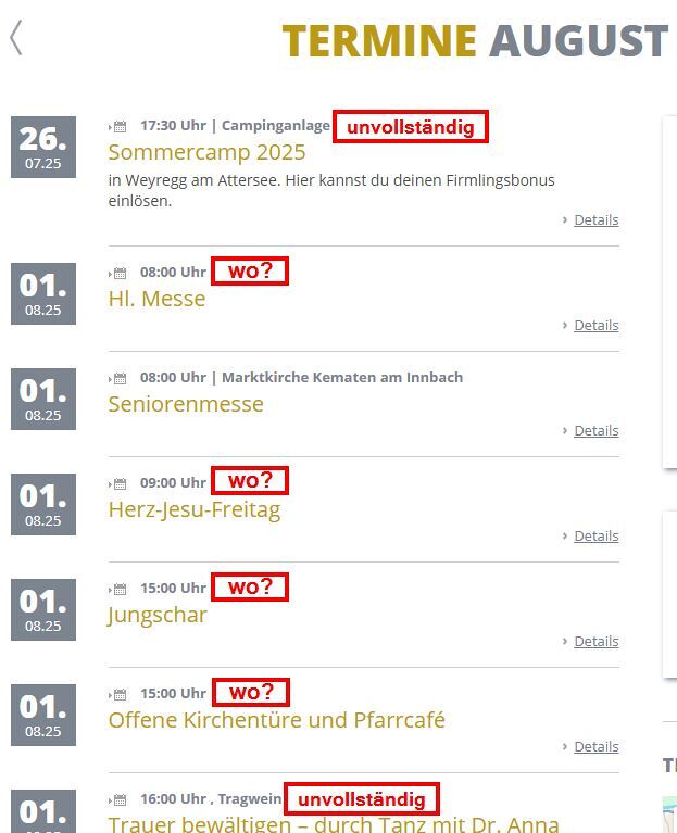 unvollständige Verortung